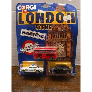 VTG Corgi London Scene J3158 Diecast 3-Pack Piccadilly Circus Bus Taxi